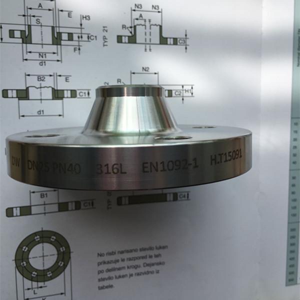 EN 1092-1 Type 11 Weld Neck Flange, DN 25 PN40, ASTM A182 F316L