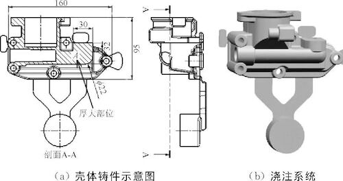 Aluminum alloy shell casting and pouring system