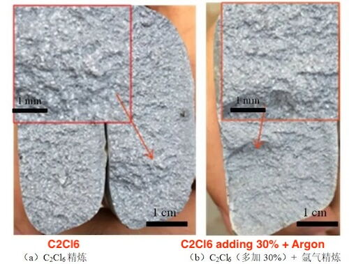 Fracture morphology analysis under different refining processes