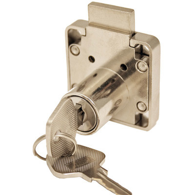 Zinc Desk, Drawer Lock, Ring & Strike Plate, 11/16 Inch, 2 Keys