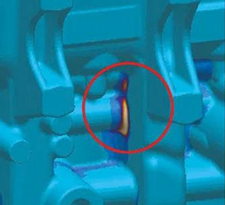 Using MAGMASOFT to predict heat cracks of crankcases