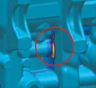 Using MAGMASOFT to predict heat cracks of crankcases