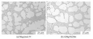 Microstructure of Magsimal-59 and AlMg5Si2Mn alloy