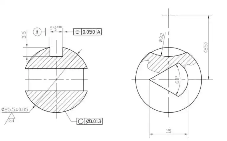 60-degree ball valve