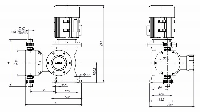 GM mechanical diaphragm metering pump drawing