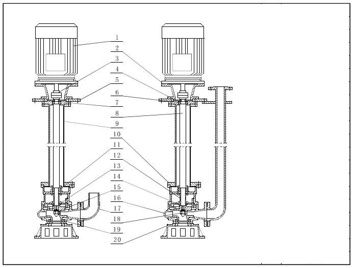 YW Vertical Submerged Pump Structure