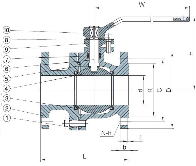 DIN Cast Iron Ball Valve Structure