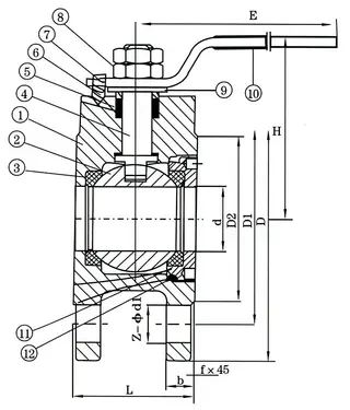 Wafer Pattern Ball Valve Drawing