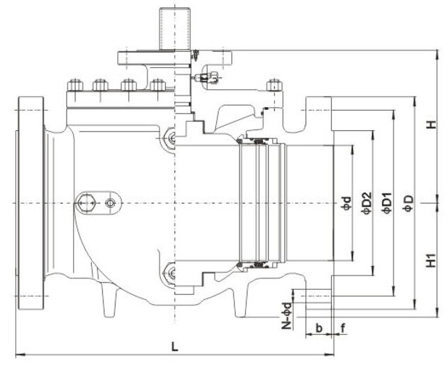 Top Entry Ball Valve, Class 150LB Drawing 