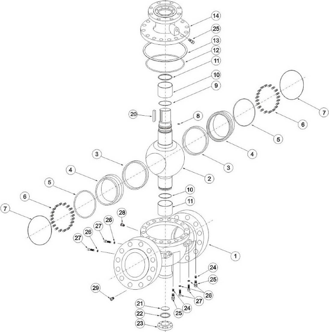 Top Entry Ball Valve, Class 900LB Structure