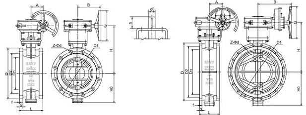 ANSI Flanged Metal Seat Butterfly Valve Structure Drawing