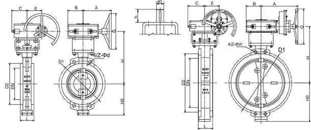 High-Pressure Wafer Butterfly Valve Structure Drawing