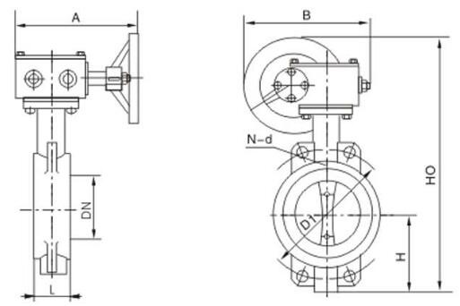Wafer Butterfly Valve drawing
