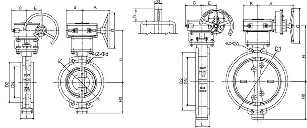 High-Pressure Wafer Butterfly Valve Structure Drawing