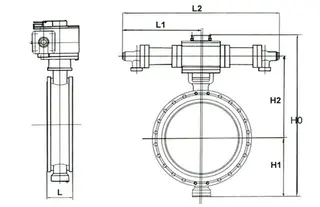 Electric-Hydraulic Operated Quick Closing Triple-Eccentric Butterfly Valve Drawing