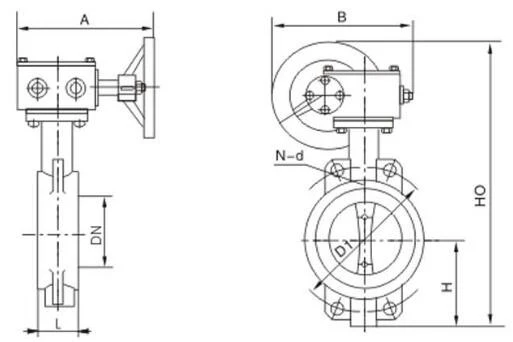 Wafer Butterfly Valve drawing 