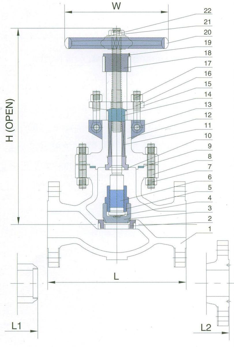API 600 Cast Steel Globe Valves, Class 600 LB Structure