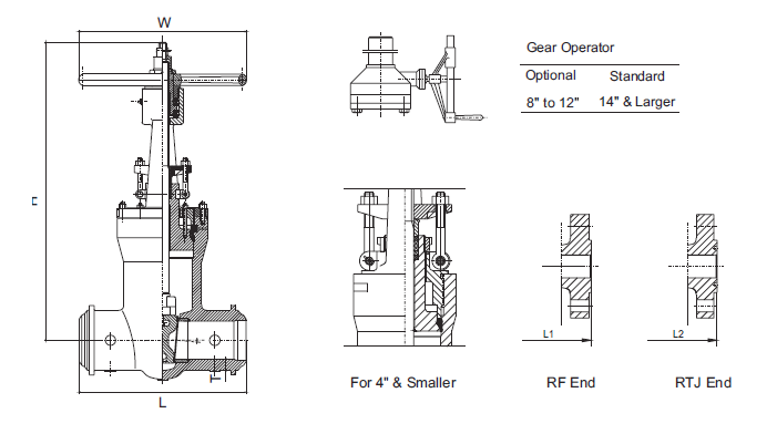 Pressure Seal Gate Valve, Class 900LB Drawing