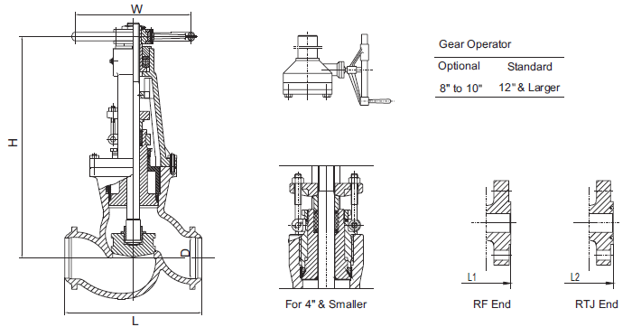 Pressure Seal Globe Valve,  Cast Carbon Steel, Class 900LB Drawing