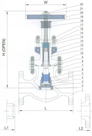 API 600 Cast Steel Globe Valves, Class 600 LB Structure