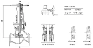 Pressure Seal Globe Valve,  Cast Carbon Steel, Class 900LB Drawing