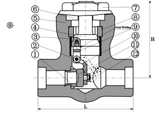 Forged steel Pressure Seal Swing Check Valve Structure 