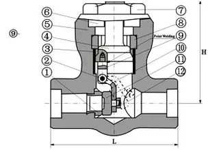 Forged steel Pressure Seal Swing Check Valve Structure 