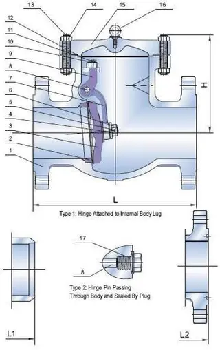 API 600/603 Cast Steel Swing Check Valve, Class 150, 300, 600