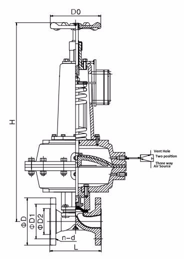 EG6K41J BS Standard Pneumatic Diaphragm Valve Normally Opened Drawing