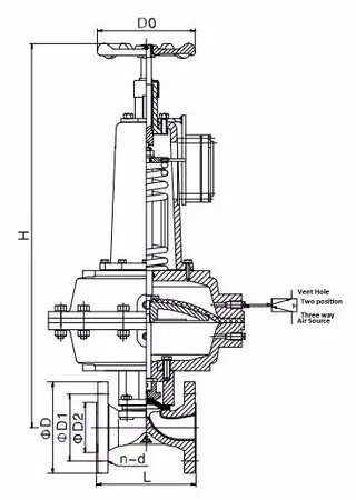EG6K41J BS Standard Pneumatic Diaphragm Valve Normally Opened Drawing