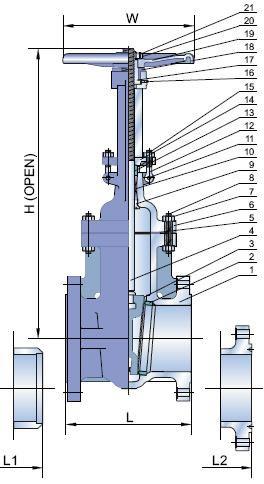 ASME B16.34 Class 150 LB Cast Steel Gate Valve Flanged Ends