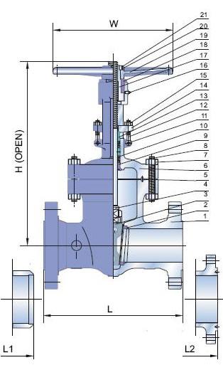 ASME B16.34 Class 600 LB Cast Steel Gate Valve Flanged Ends