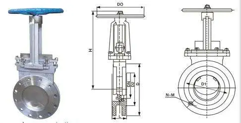 Manual Operated Knife Gate Valve Drawing