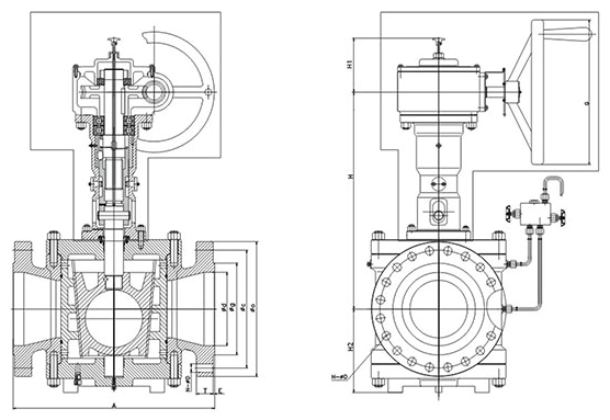 Dimension of Reduced Bore Type Orbit Plug Valve With Gear