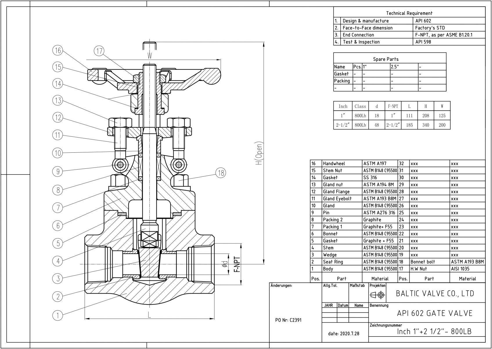 API 602 Gate Valves with Hand Wheel Operation - Baltic