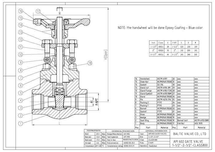 Drawing for valves
