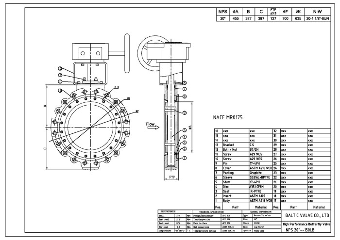 Drawing of High-performance Butterfly Valves