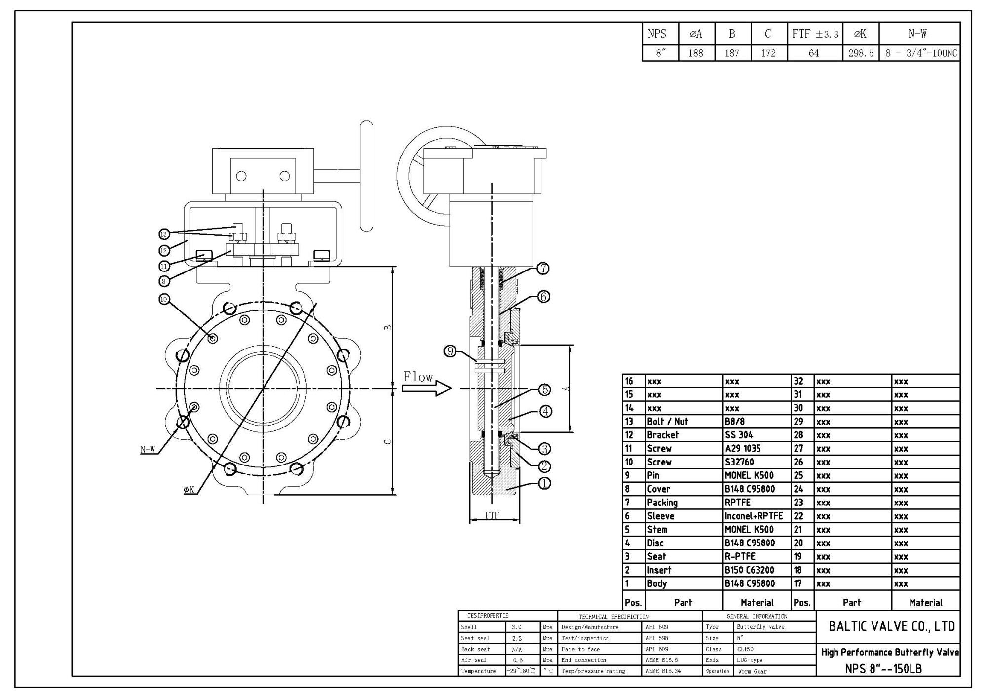 Drawing for High-Performance Butterfly Valves