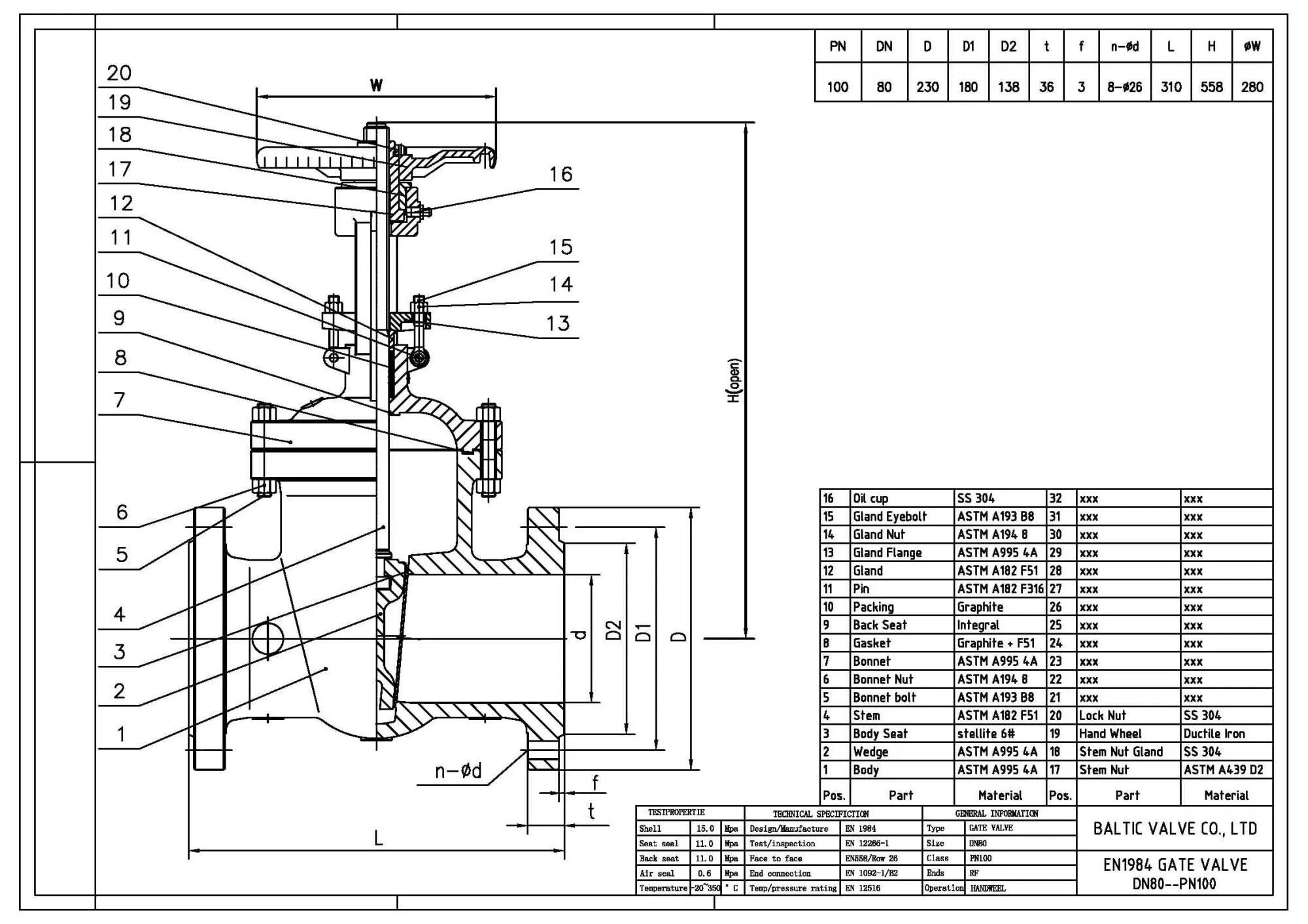 drawing for gate valve