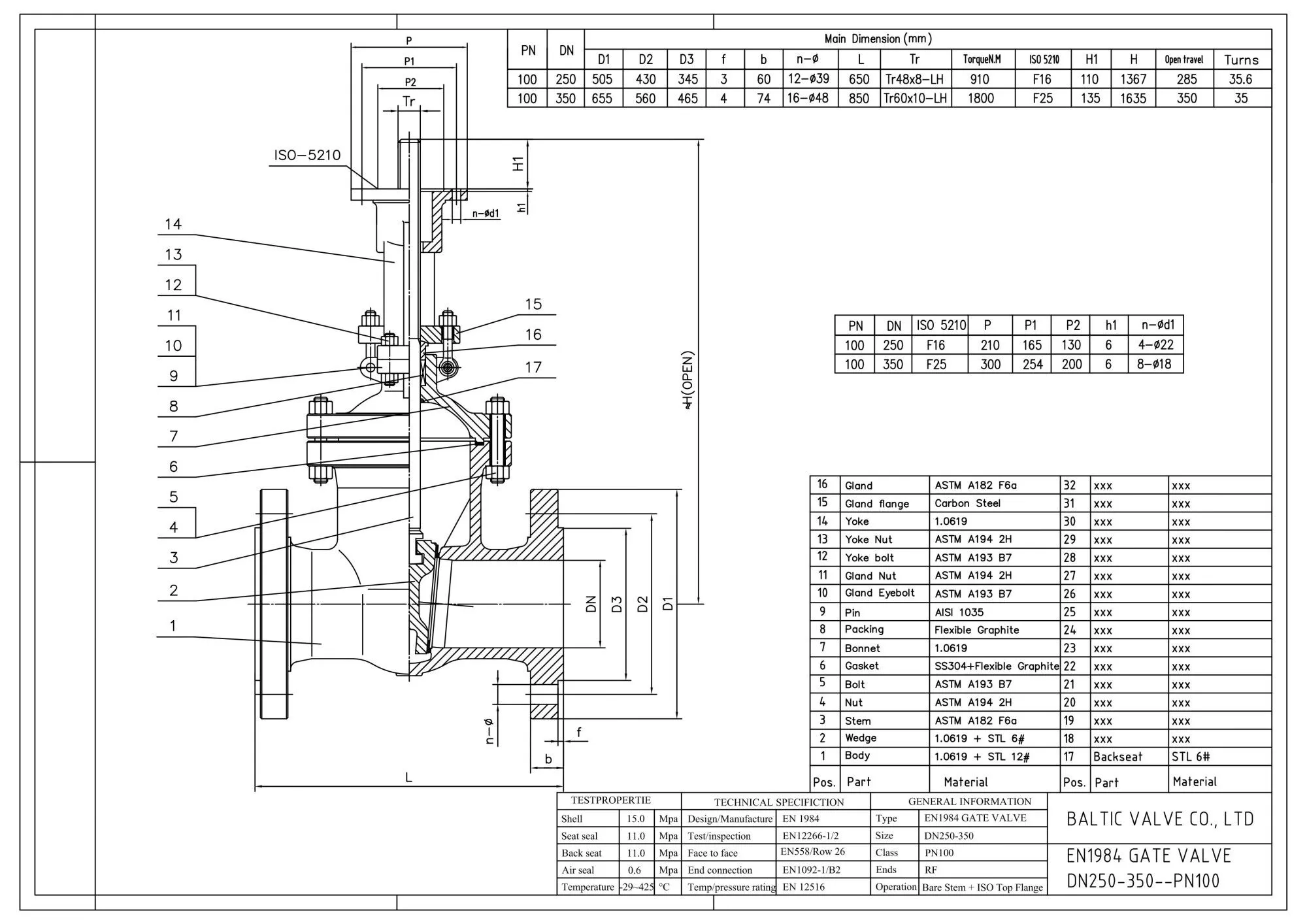 General Assembly (GA) Drawings of Gate Valve