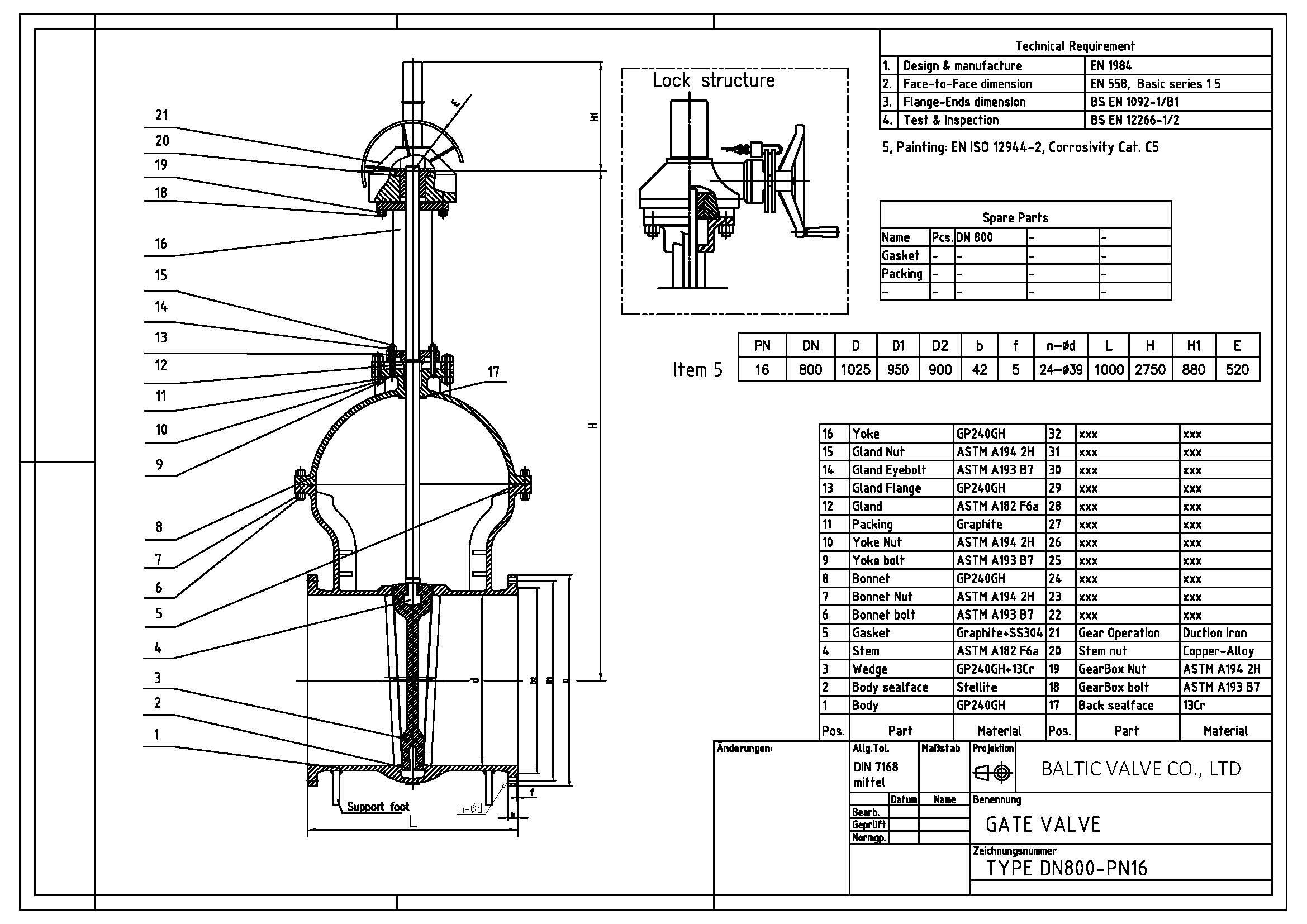 Drawing for EN1984 Gate Valve