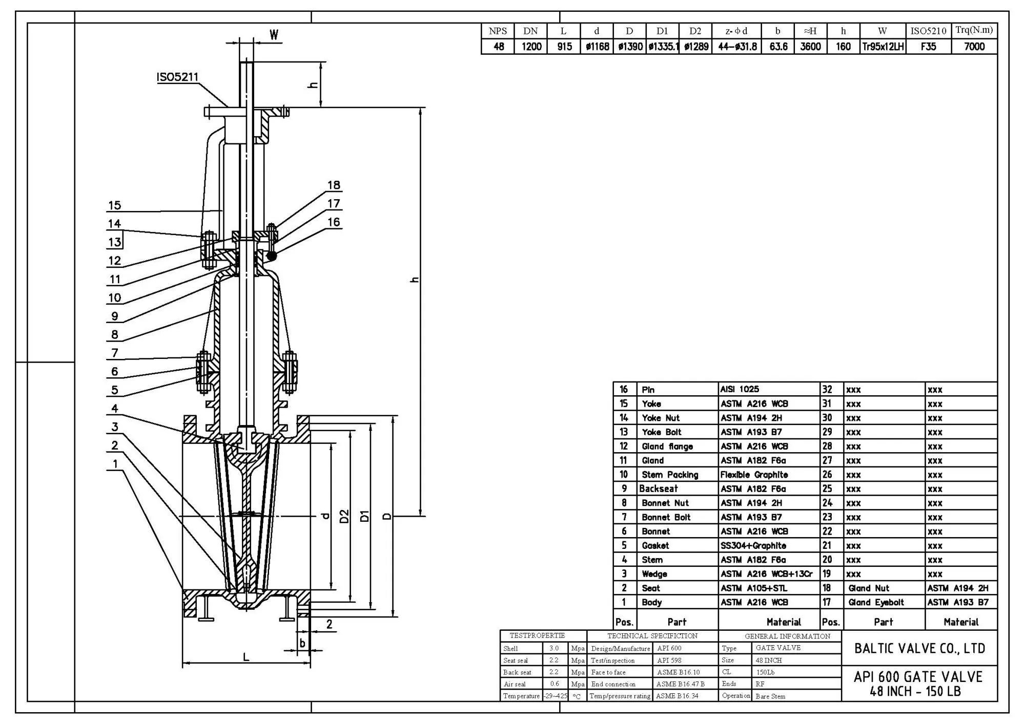 Drawing for Gate Valve-Series B