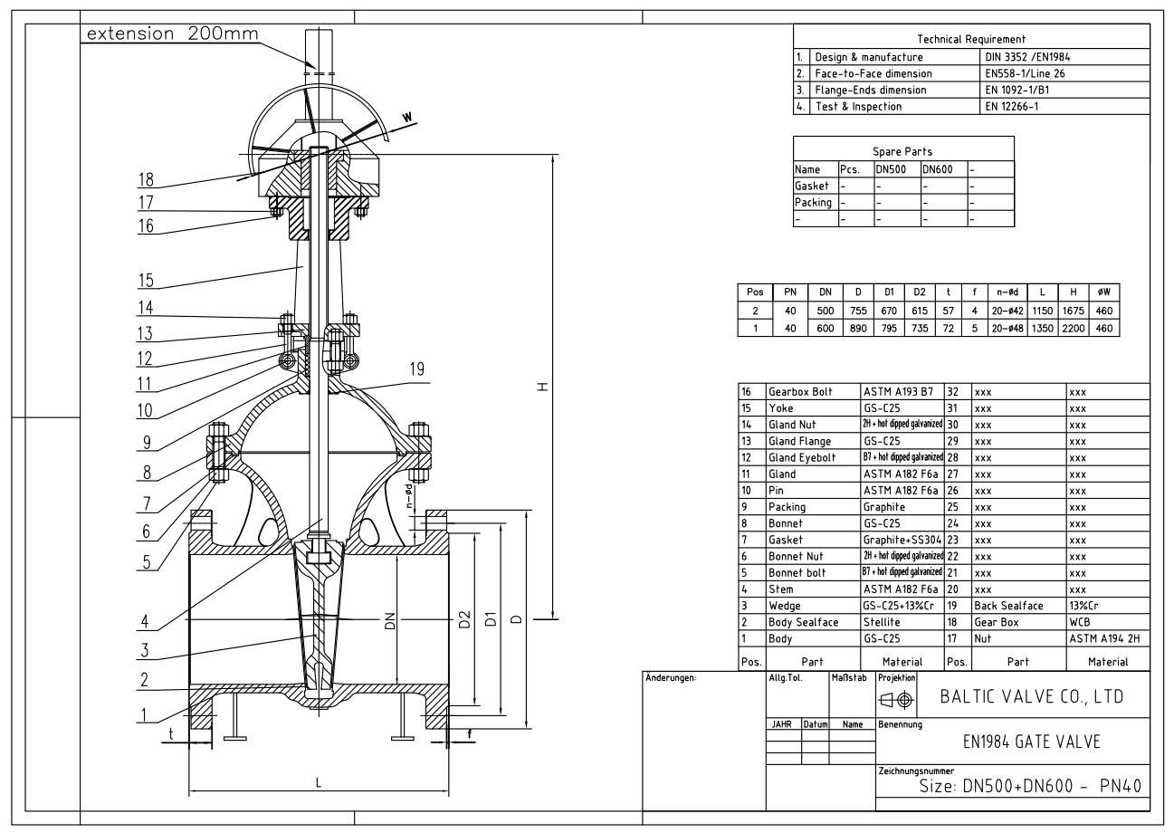 Baltic delivered EN 1984 / DIN 3352 Gate Valves to Europe - Baltic