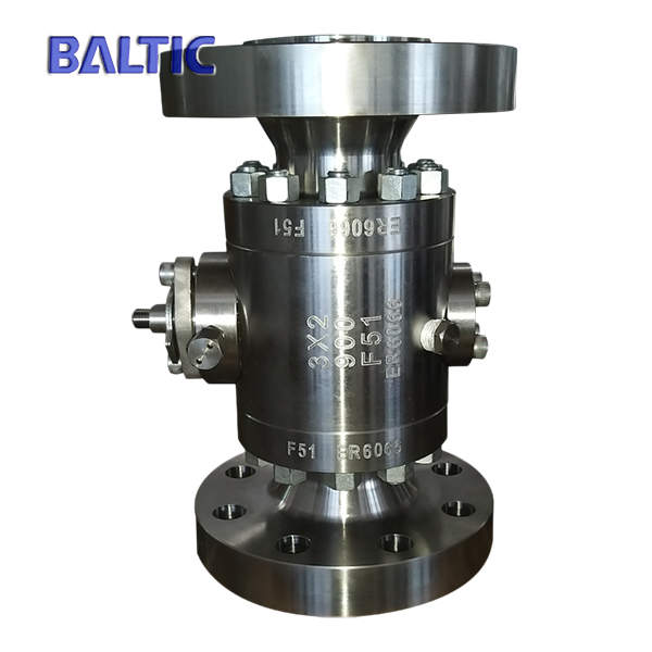 ASTM A182 F51 Ball Valve with Lever, 3 x 2 Inch, Class 900, RTJ