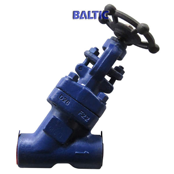 API 602 Y-Pattern Globe Valve, A182 F22, 2 Inch, 2500 LB, BW Ends