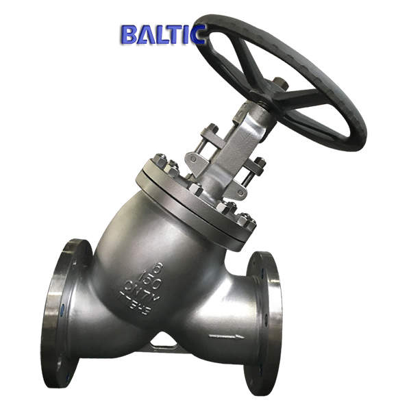 ASTM A351 CN7M Y Type Globe Valve, 6 Inch, Class 150, RF, BS 1873