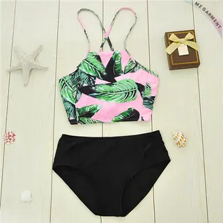 Leaf Print Bathing Suit