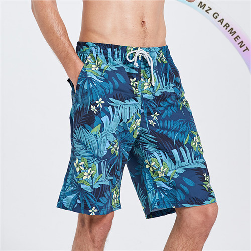 Hawaiian Board Shorts, 100% Polyester, Adjustable Drawcord, Blue