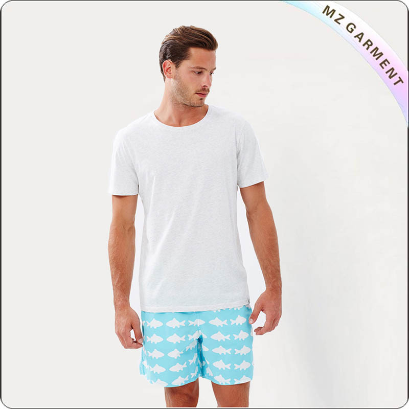 Men Fish Print Trunks
