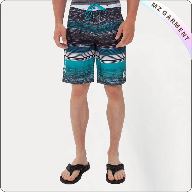 Men Group Stripe Bathing Trunks